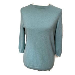 TALBOTS SWEATER GREEN CASHMERE CREW NECK LARGE FIT TAG X